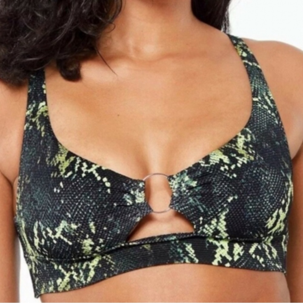 Bar III Bikini Top Black & Green Size Medium